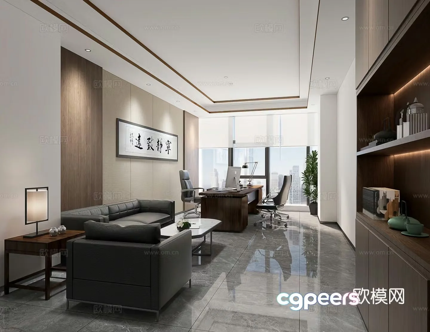 New Chinese style general manager office 3D model