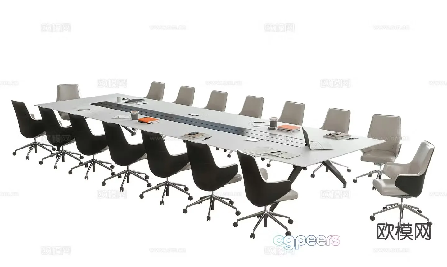 Modern conference table and chair office chair 3d model