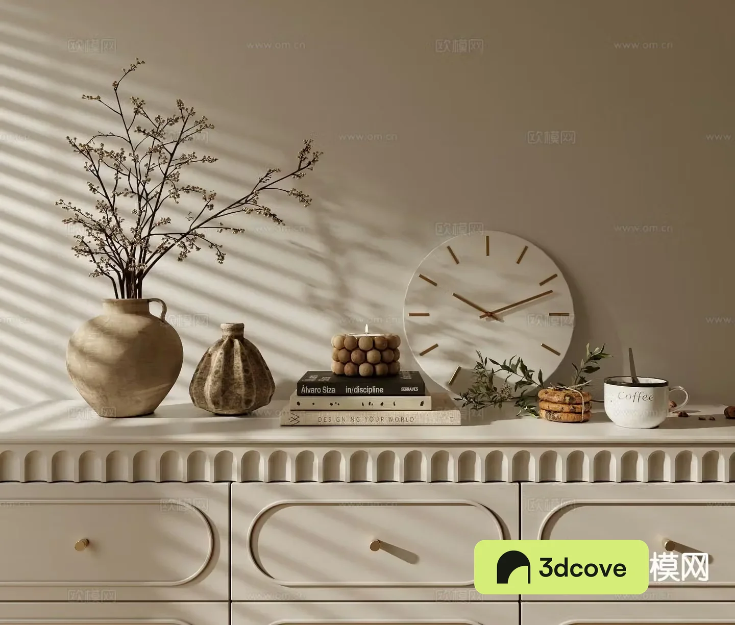 Cream style tableware books vase