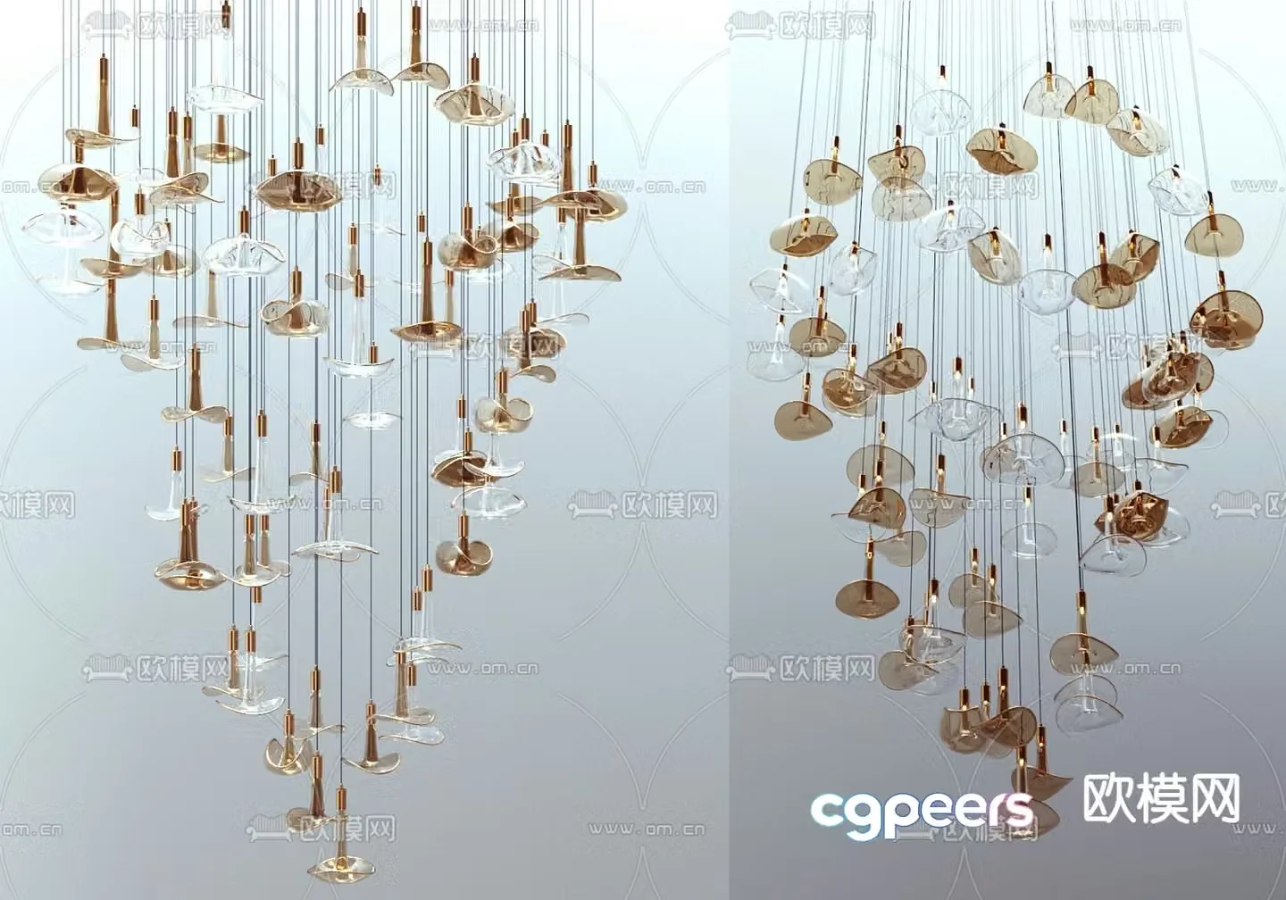 Crystal lamp art chandelier lobby lamp 3d model