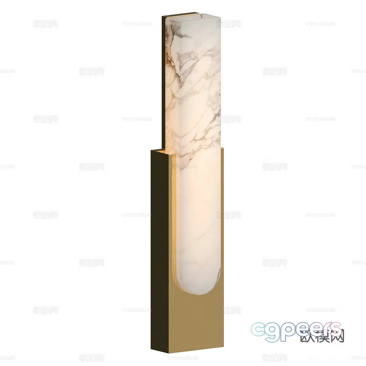 New Chinese style light luxury translucent stone long strip wall lamp 3D model
