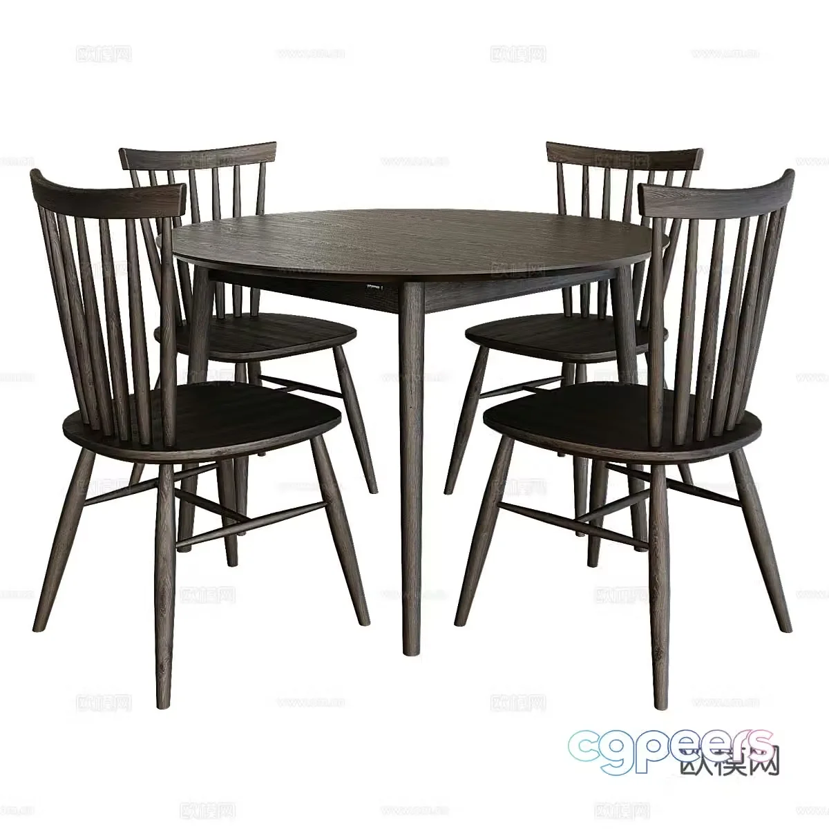 Modern Nordic dining table and chair 3d model