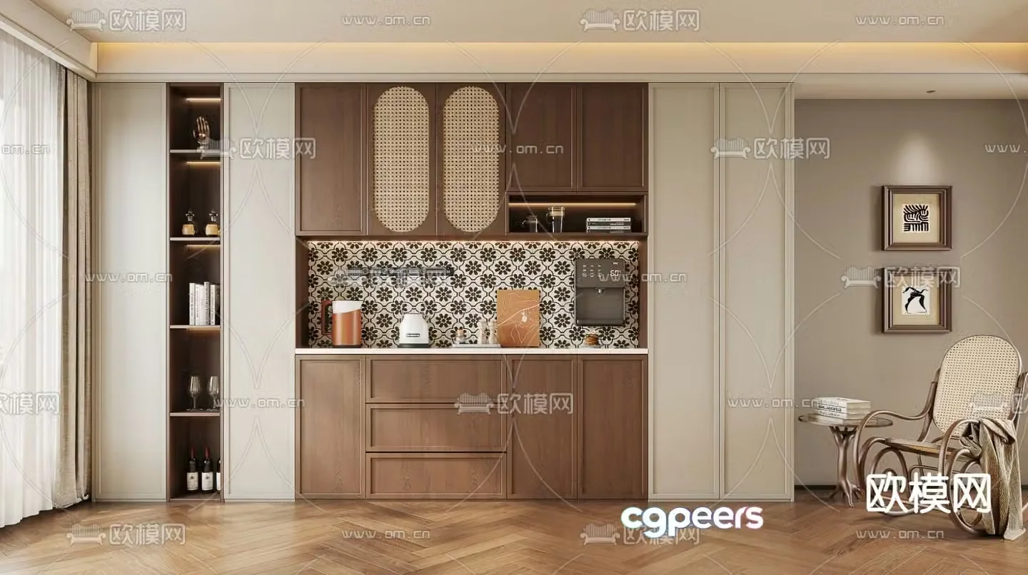 Medieval style wine cabinet and sideboard 3D model