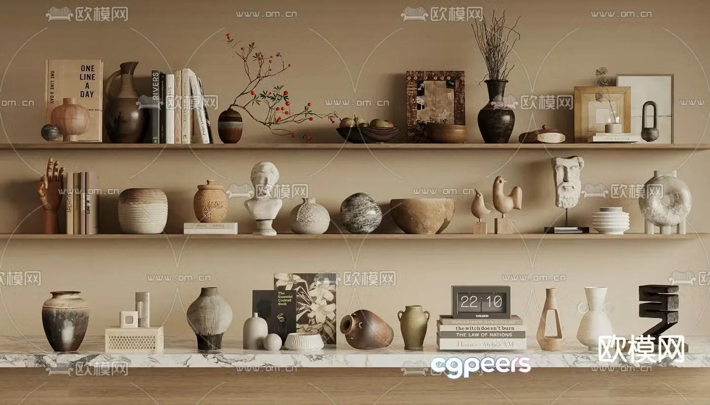 Wabisa decoration ornaments ceramic jars vases 3d model