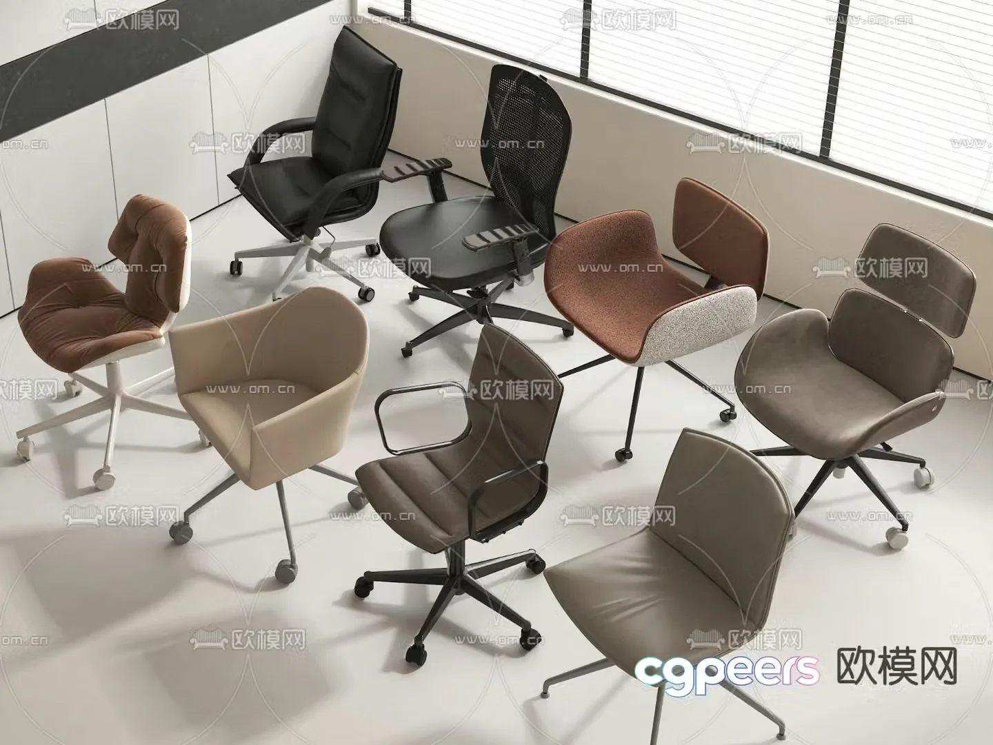 Modern office chair swivel chair leisure chair 3d model