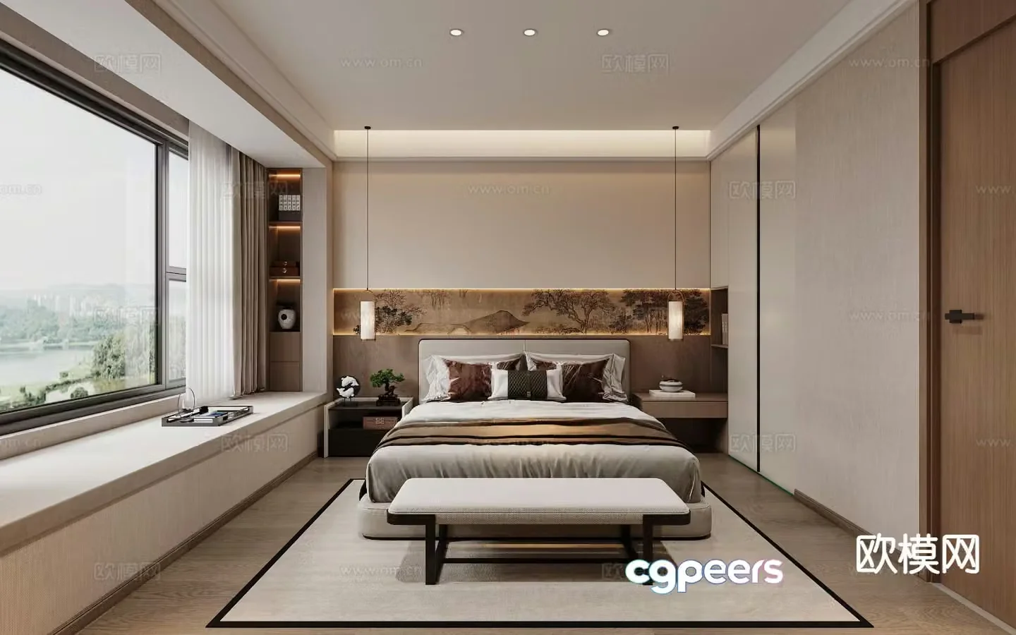 New Chinese style bedroom master bedroom 3d model