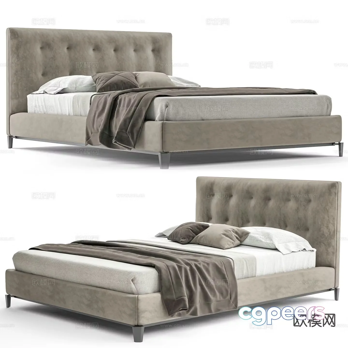 Modern double bed 3d model