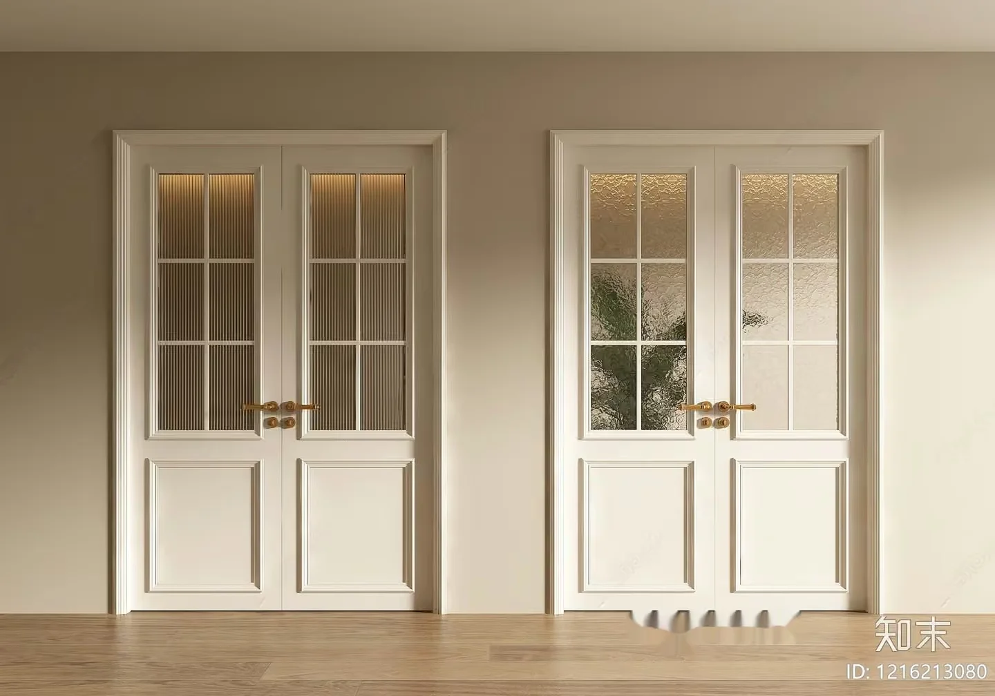 Modern White French Doors 3D Model – 12593 – VRAY Render