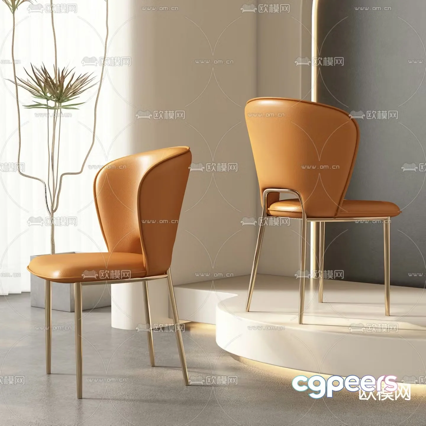 Leather chair Dining chair 3d model
