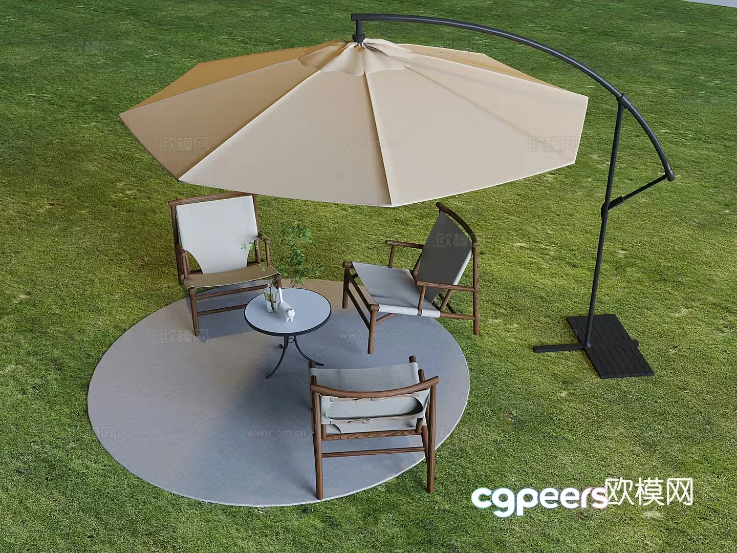 Outdoor camping awning outdoor leisure table backrest chair 3D model