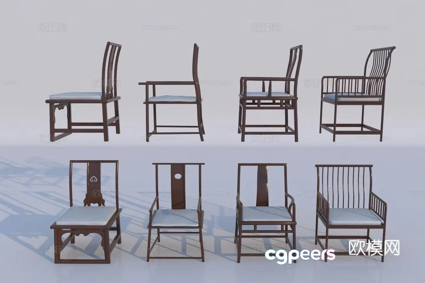 Classical solid wood furniture chair 3d model