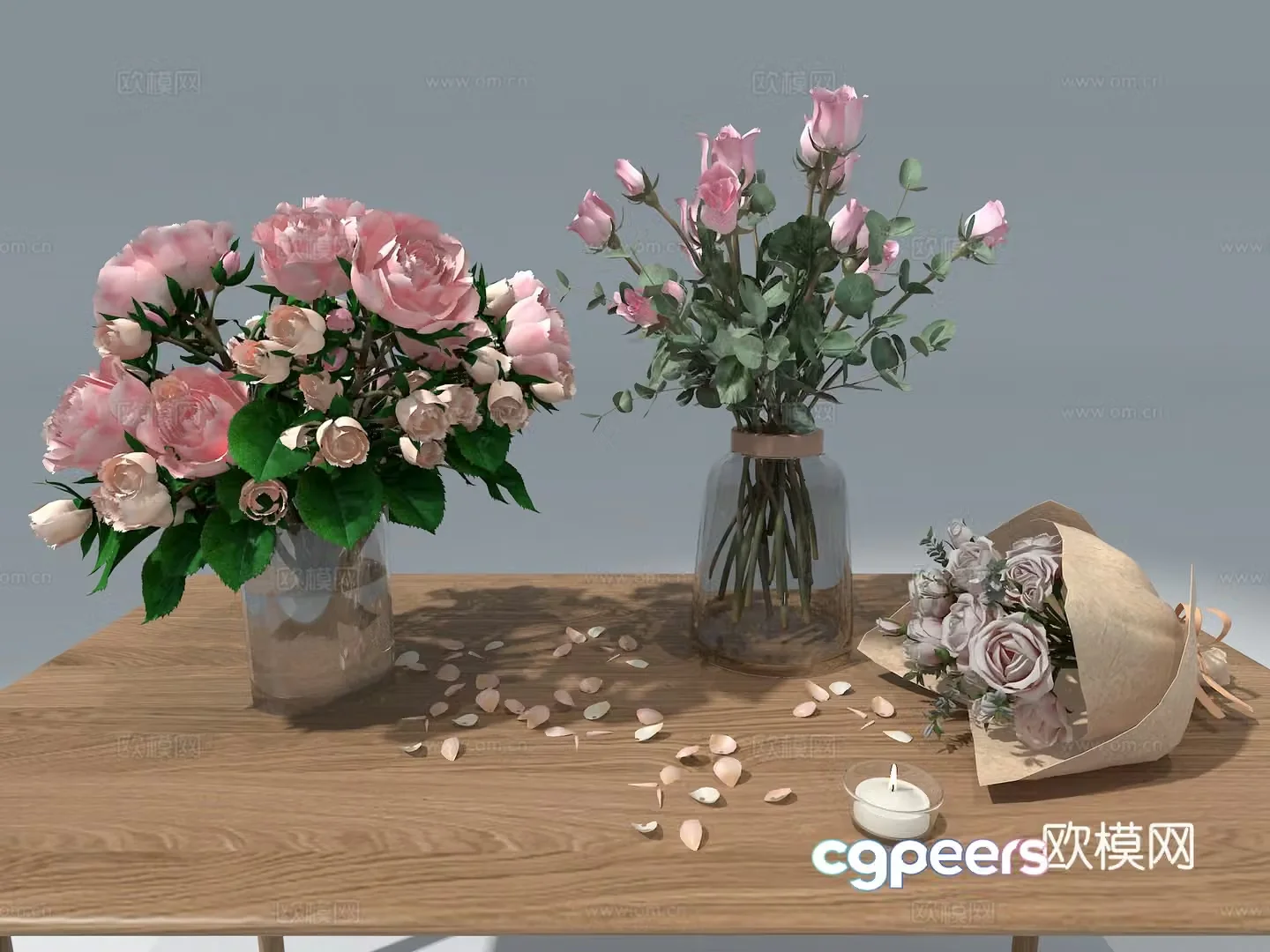 Flower vase flower arrangement 3d model