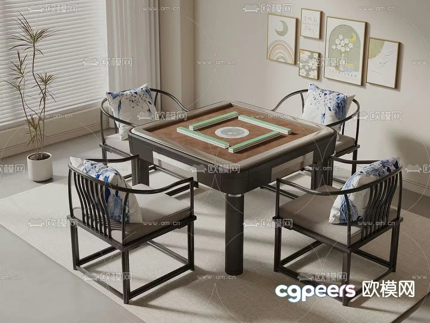 New Chinese style mahjong table 3d model