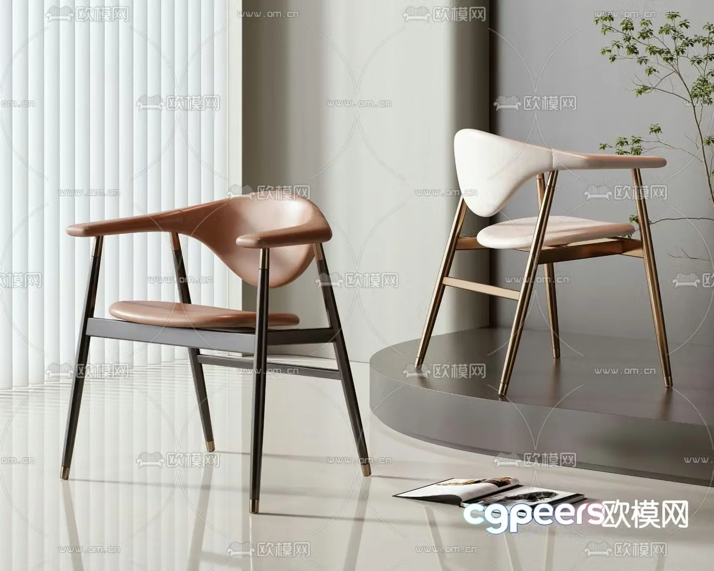 leather chair dining chair 3d model