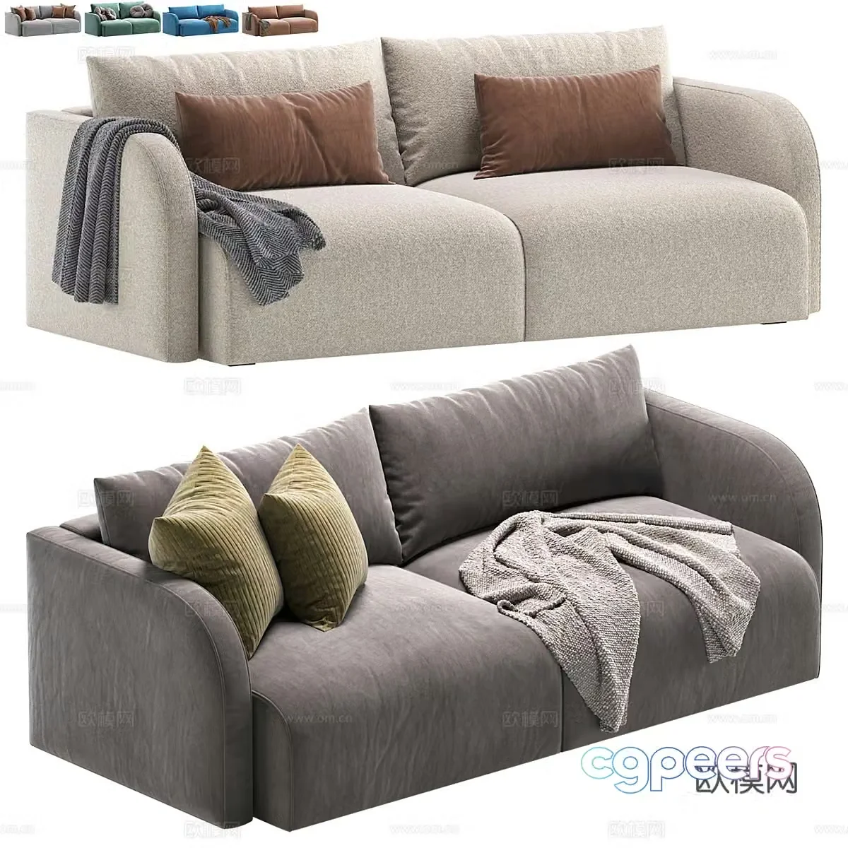 Modern double sofa small sofa casual sofa living room sofa office sofa reception sofa 3d model
