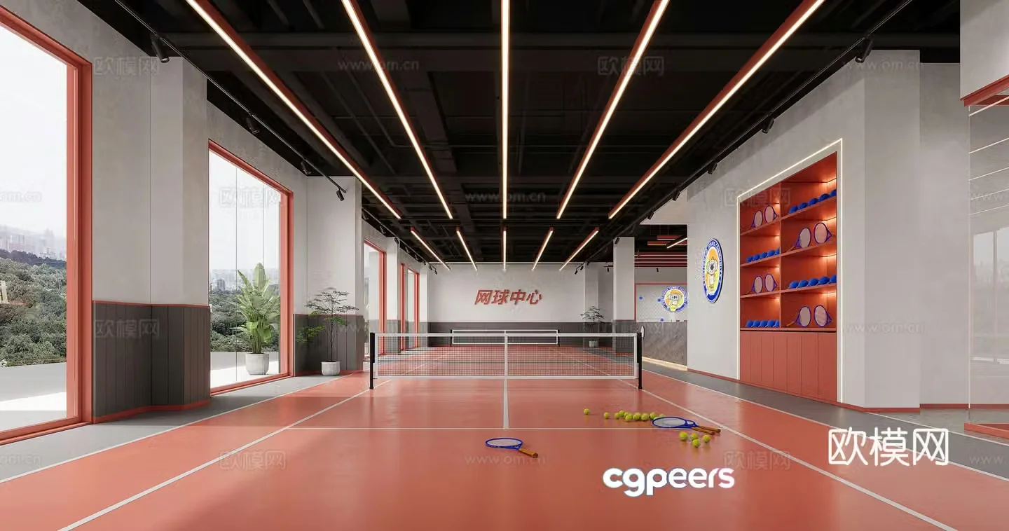 Modern tennis sport hall 3d model