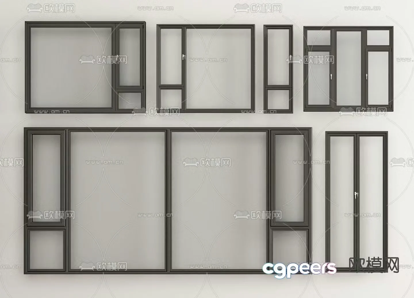 Casement windows window combination floor-to-ceiling windows balcony windows aluminum alloy windows 3D model