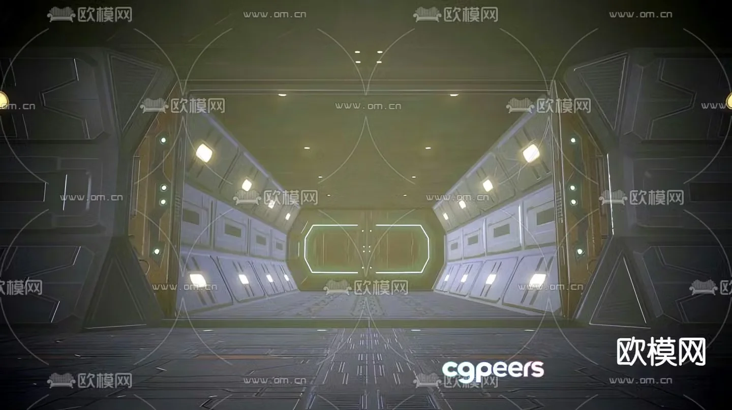 Sci-fi scene space station corridor 3d model
