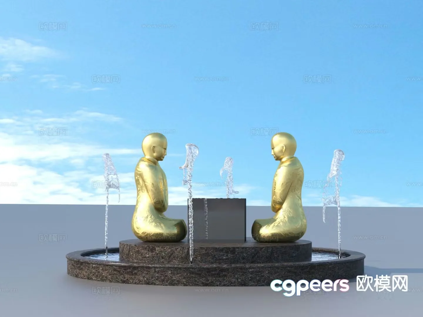 urban sculpture waterscape landscape sculpture 3d model