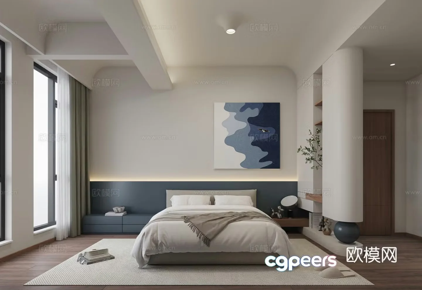 Modern blue kids room 3d model