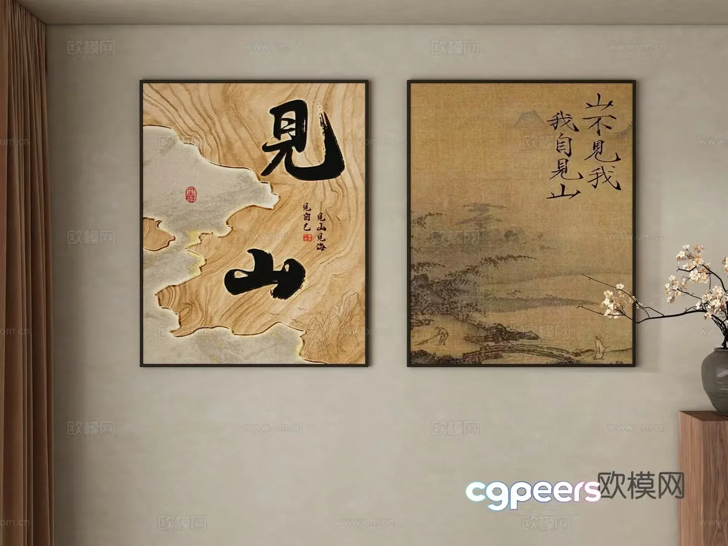 New Chinese style hanging paintings decorative paintings 3D model