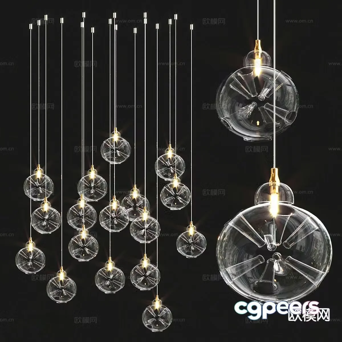 Light luxury chandelier glass chandelier 3d model