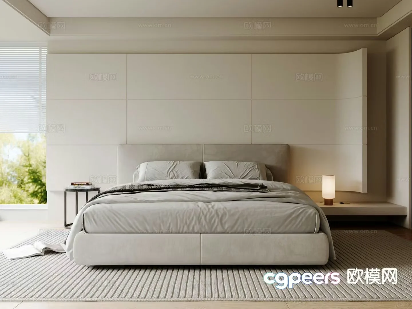 Modern double bed 3d model