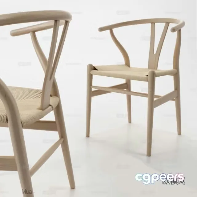 Nordic wooden chair dining chair single chair 3d model