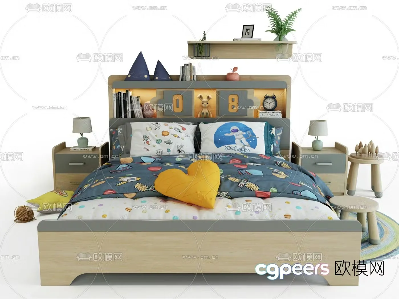 Modern children’s double bed 3d model