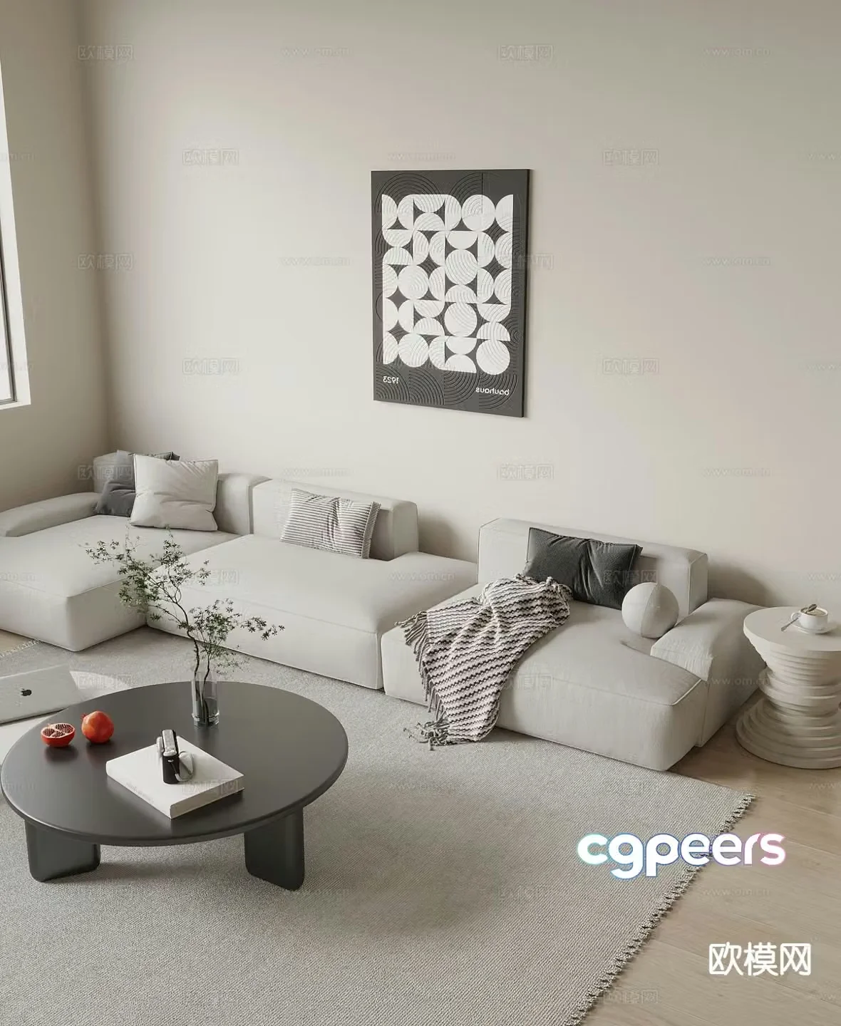 Modern three-person sofa corner sofa 3d model