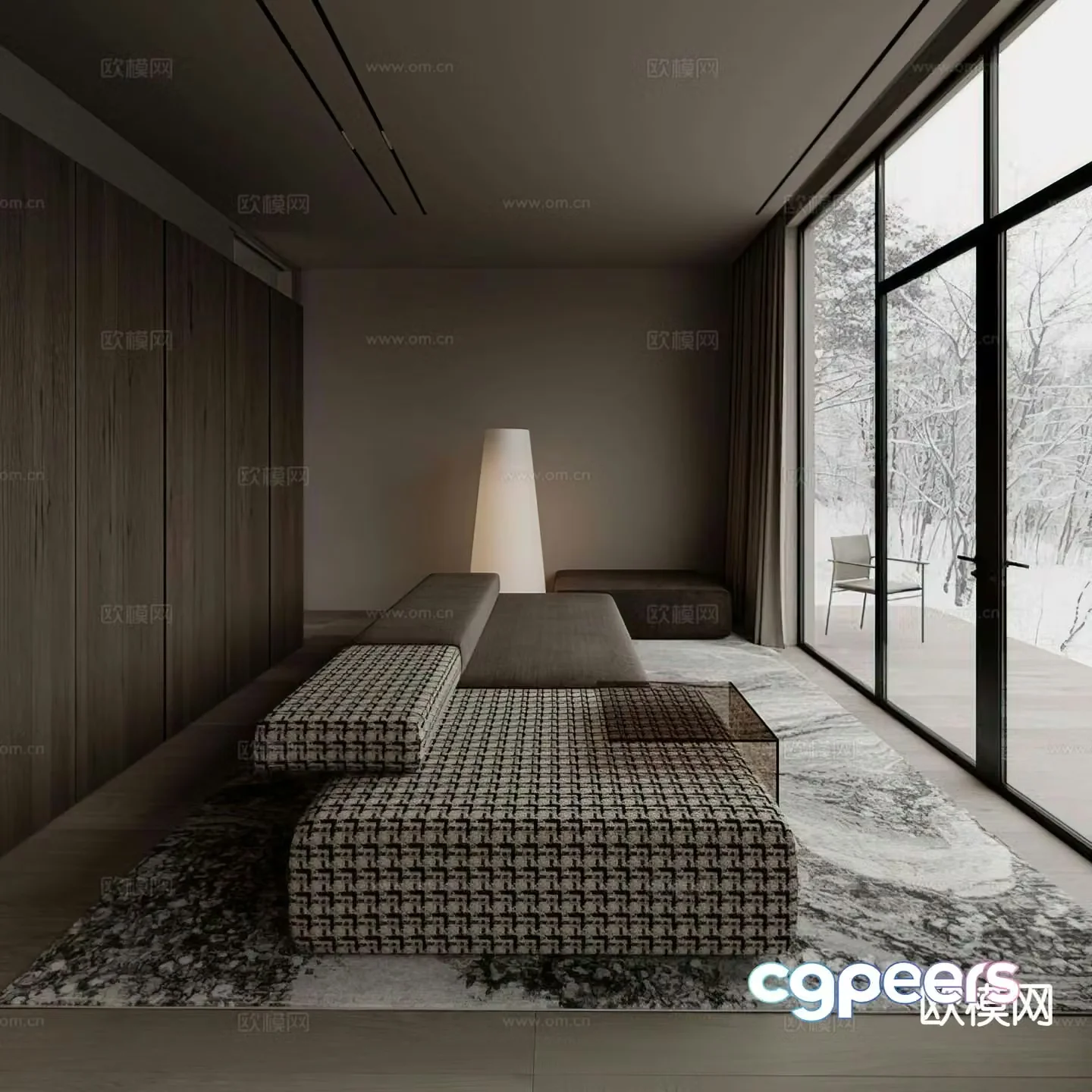 Modern villa leisure area living room 3d model