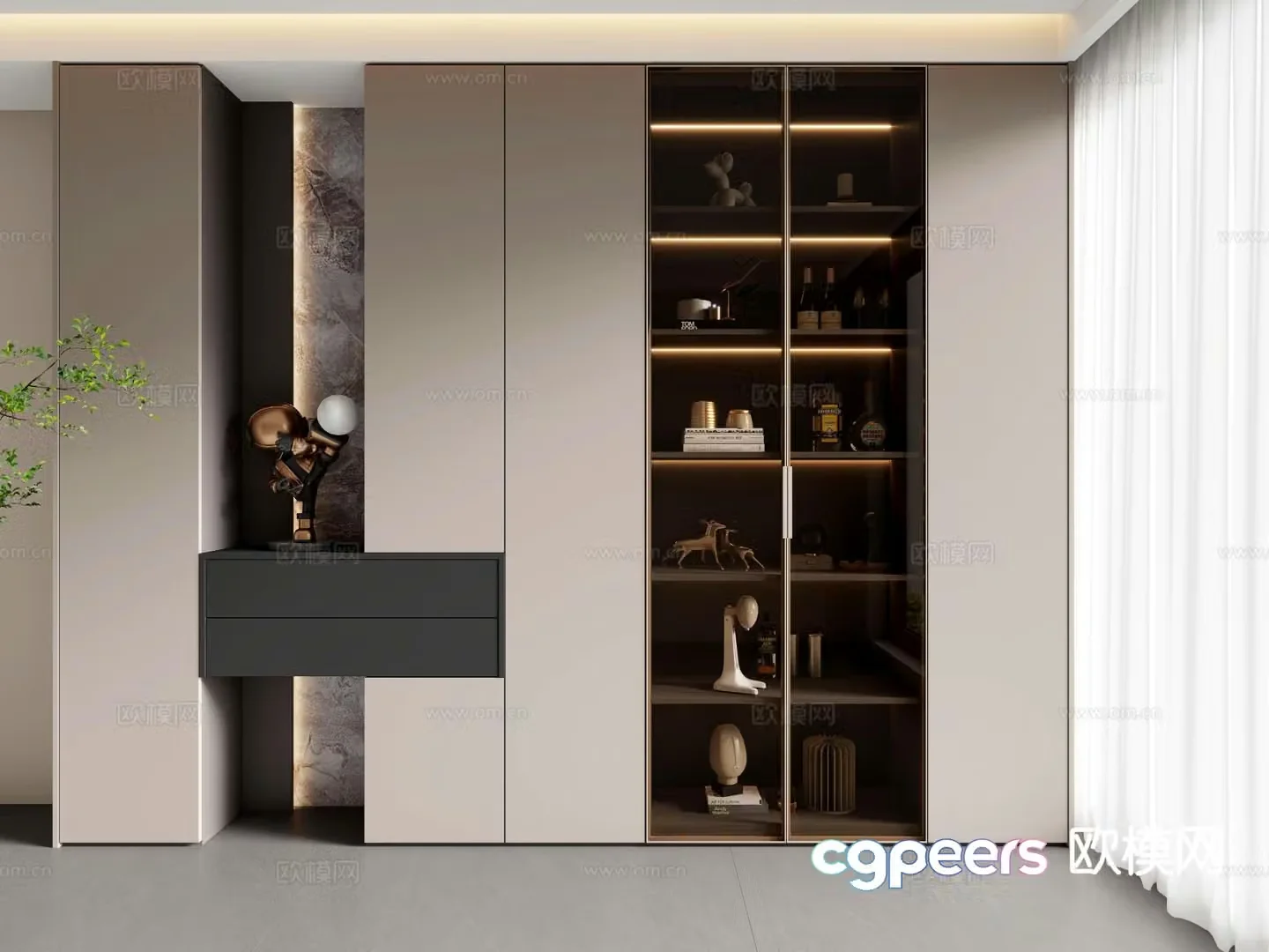 Modern wine cabinet decorative cabinet 3d model