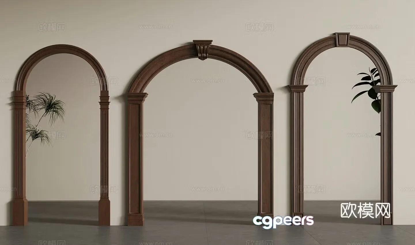 French medieval door cover jamb lines wall light 3d model