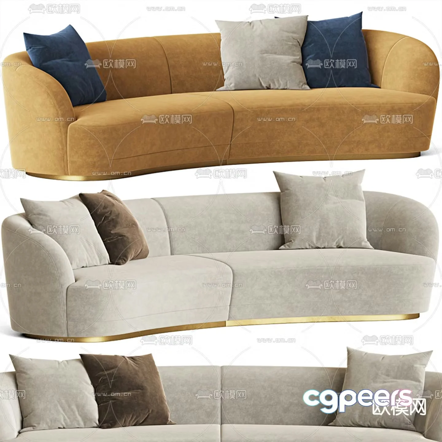Barbara curved sofa multi-person sofa 3d model