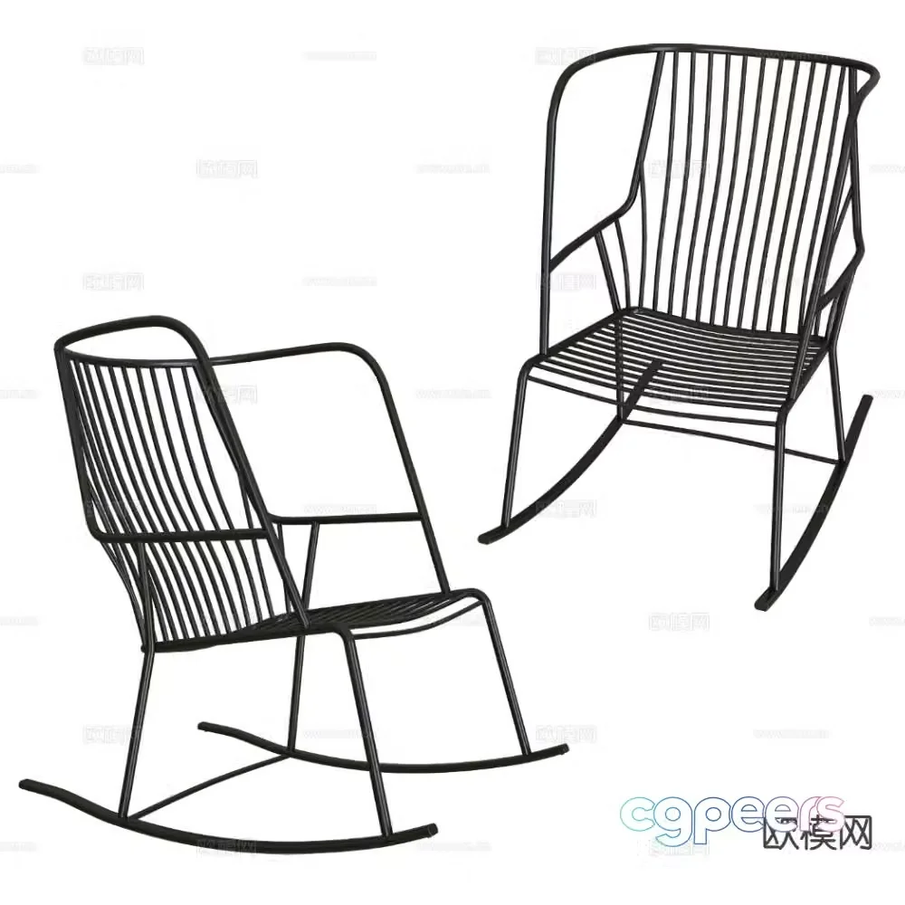 Castil outdoor chair wrought iron chair rocking chair 3d model