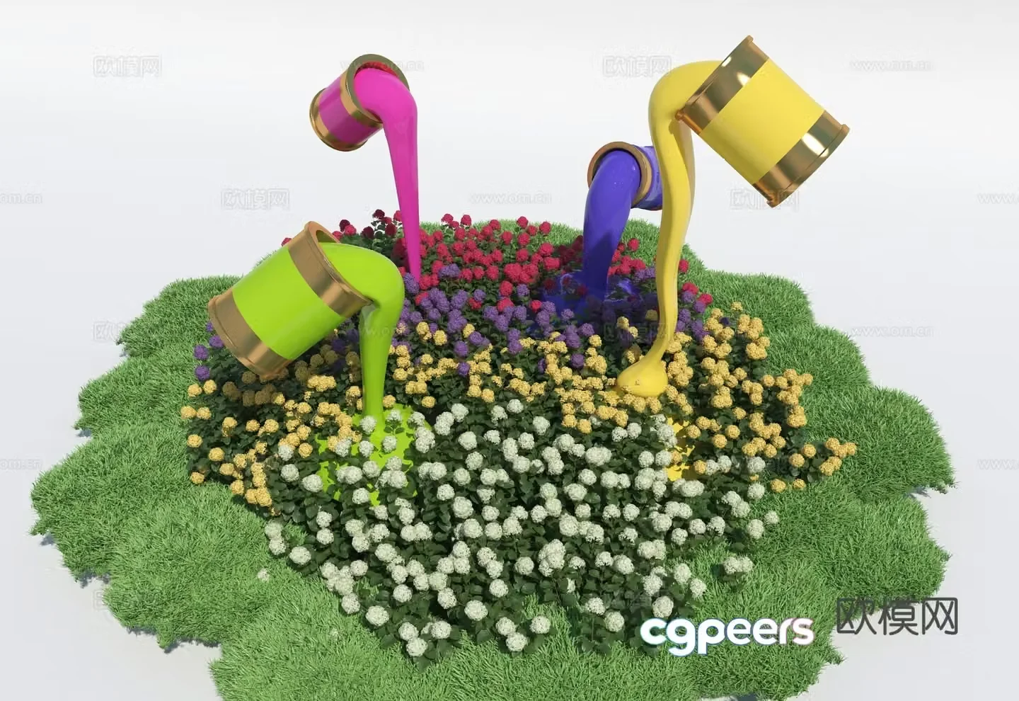 Landscape sculpture Paint bucket Pig bucket 3d model
