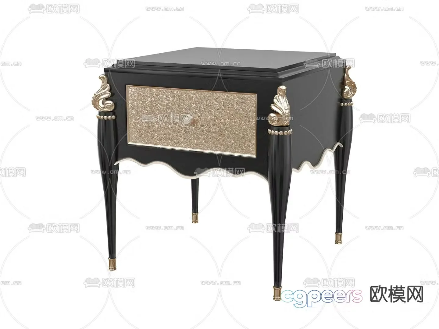 Simple European bedside table 3d model