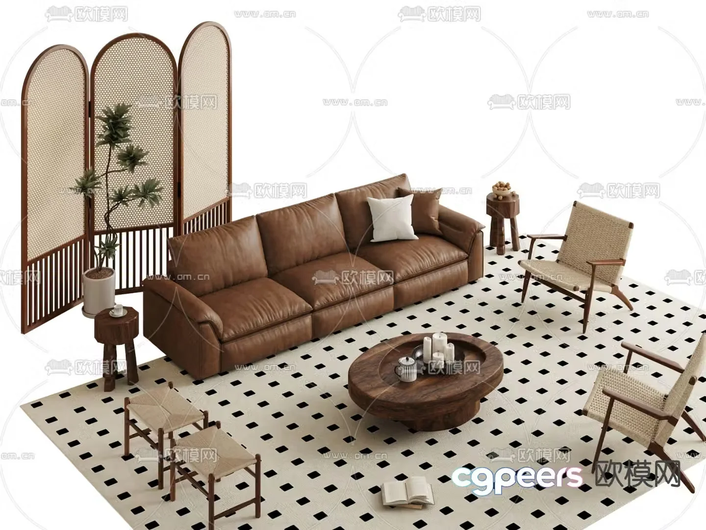 Medieval style modular sofa 3D model