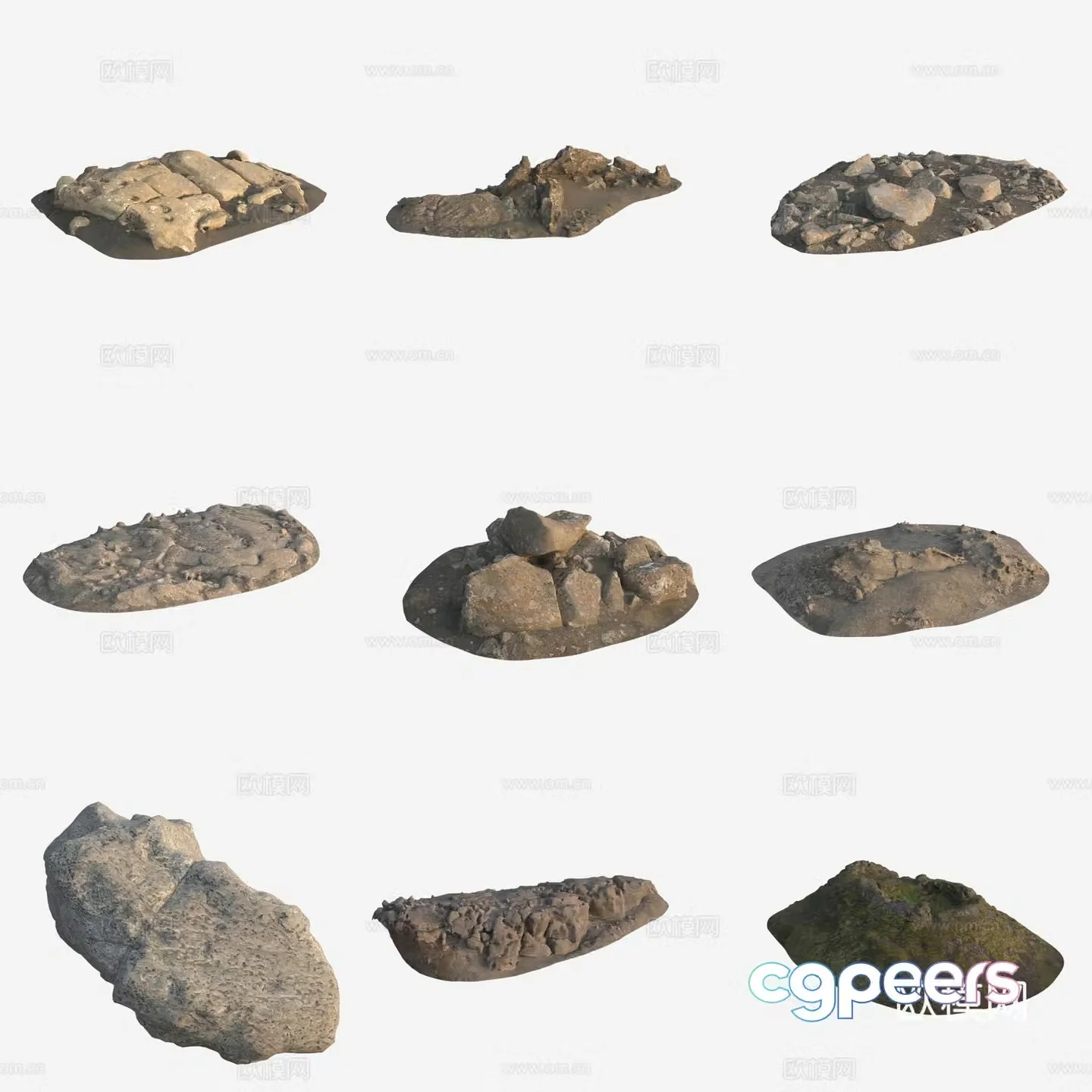 Rock volcanic stones big stones big stone pile 3d model