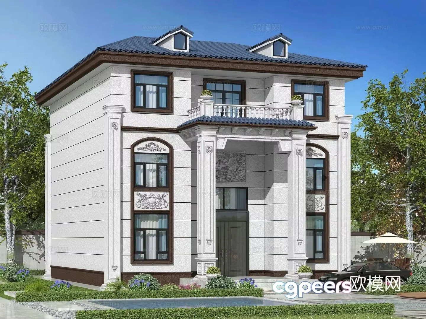 Simple European single-family villa appearance 3D model
