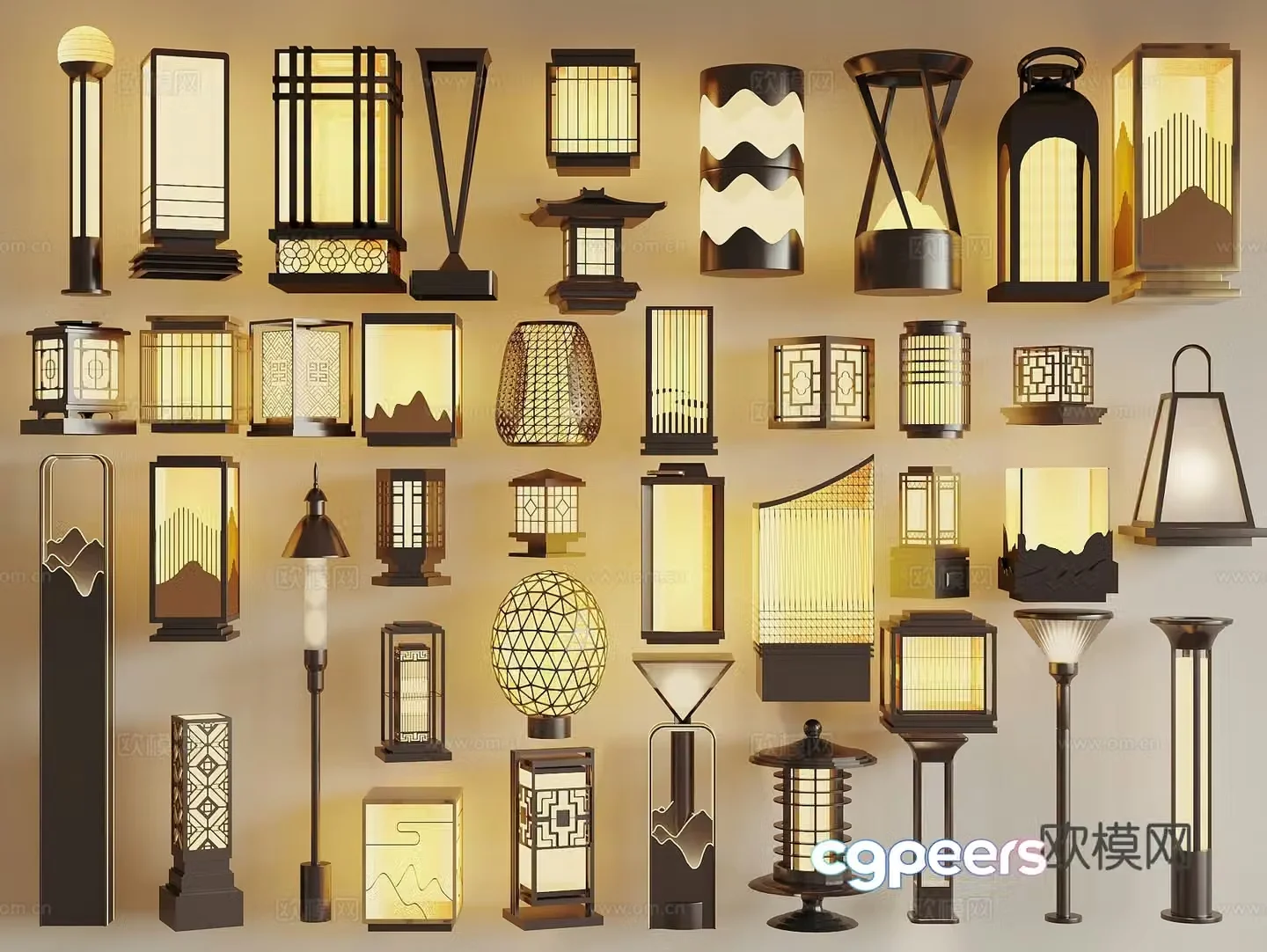 New Chinese-style landscape lights outdoor lights floor lamps street lamps lawn lamps 3D model