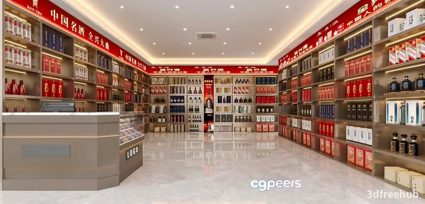 A Liquor Store 3D Model – 22214 – VRAY Render