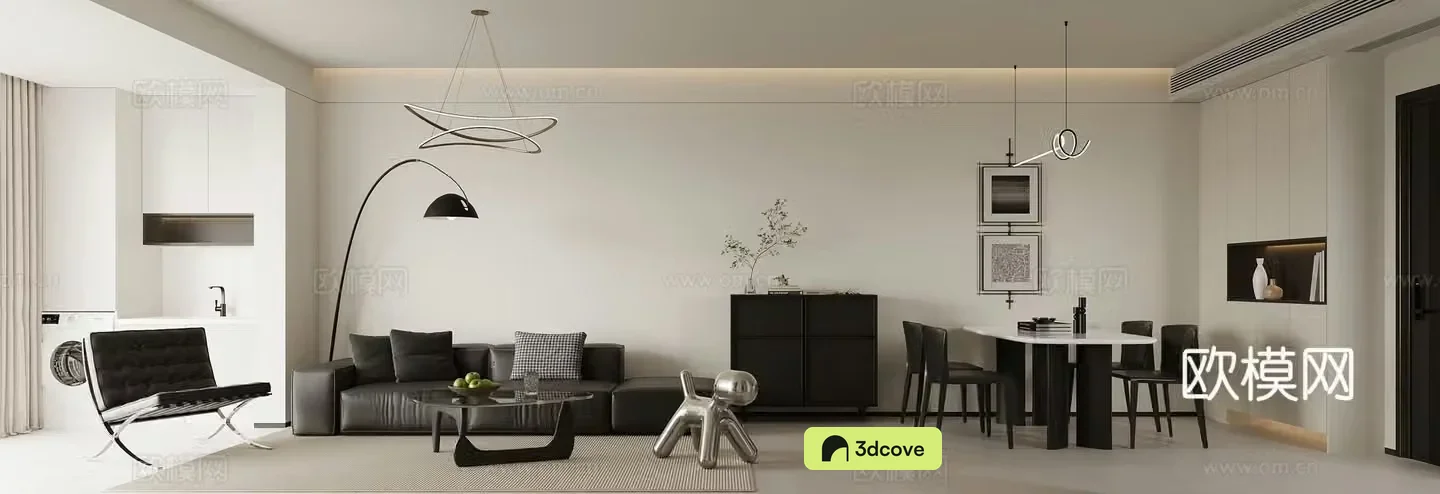 Modern living and dining room