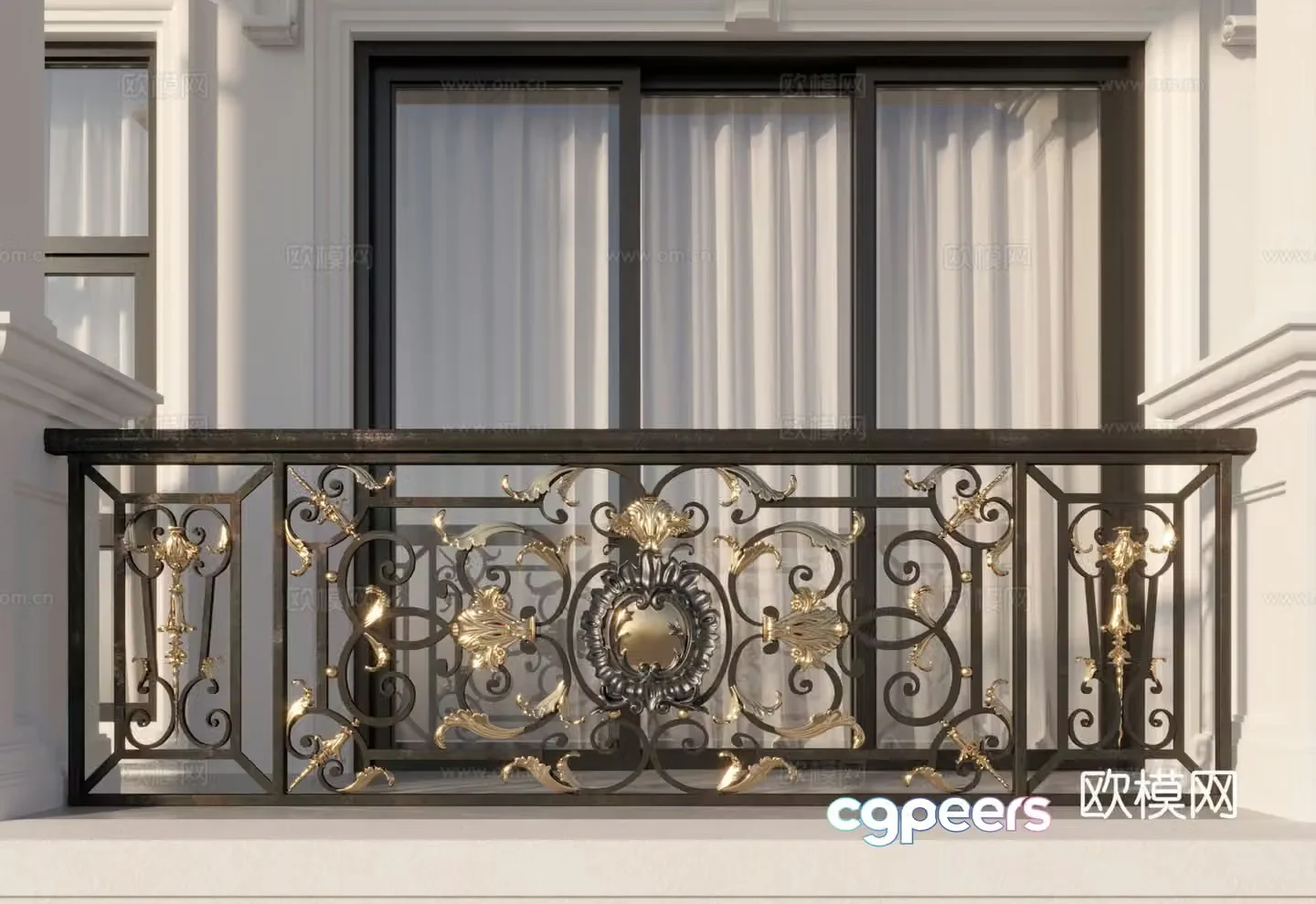 European Wrought Wrought Railing 3D Model