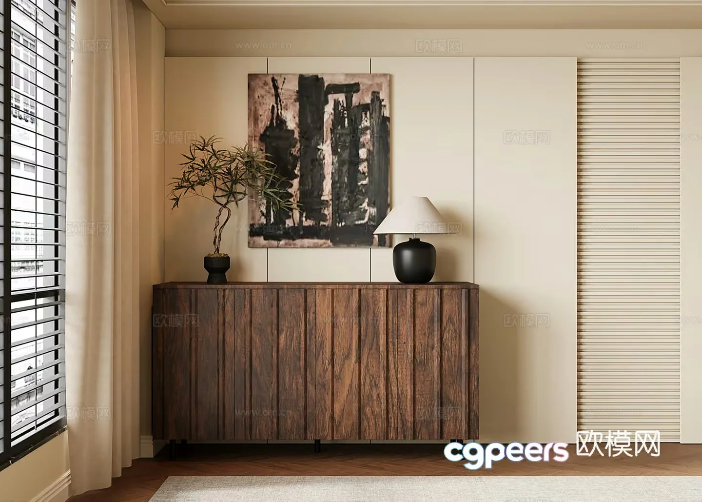 A Wooden Cabinet 3D Model – 4270 – VRAY Render
