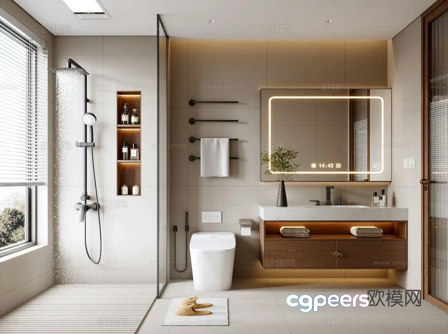 Middle style bathroom 3d model