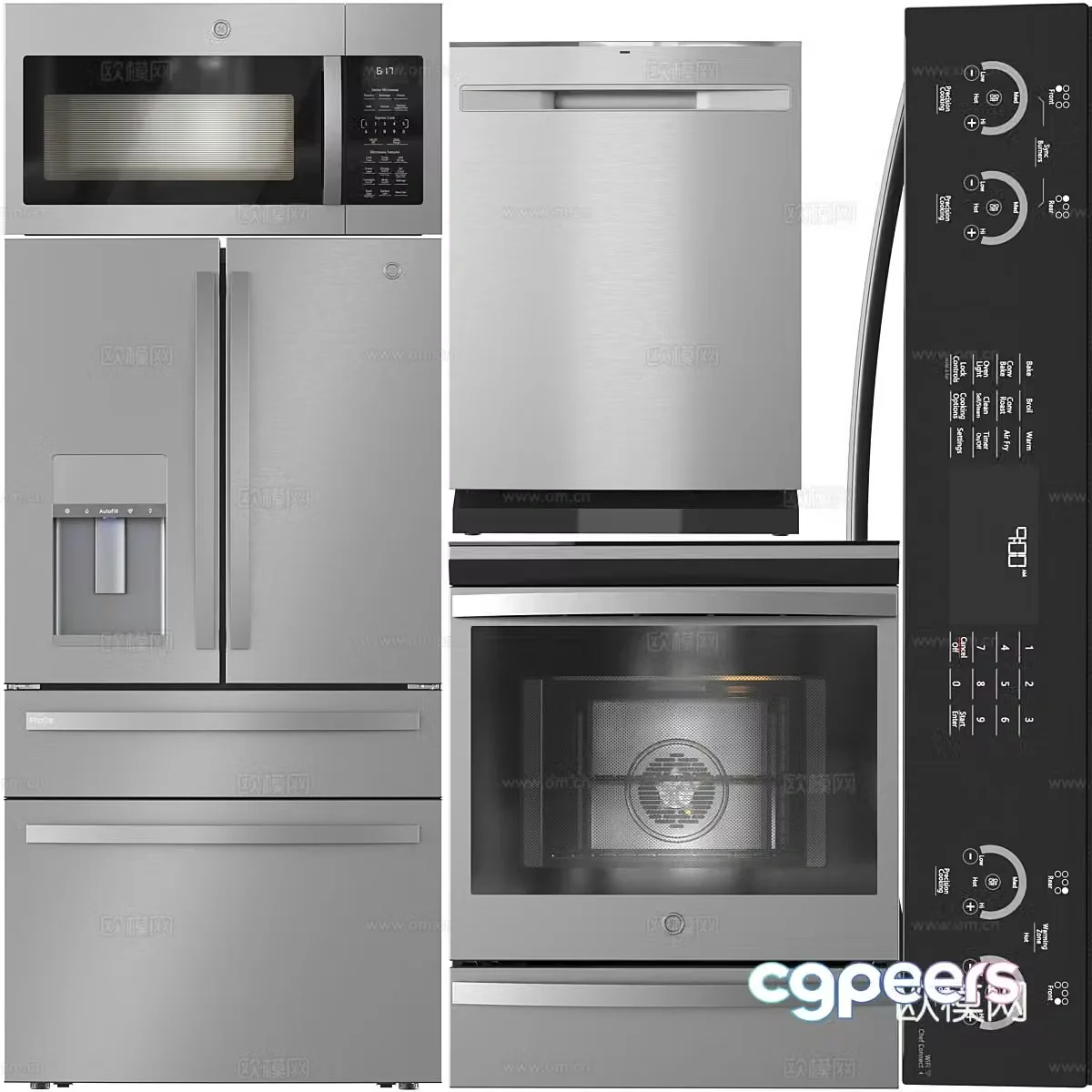 Modern appliances home appliances refrigerator induction cooker microwave oven dishwasher 3d model