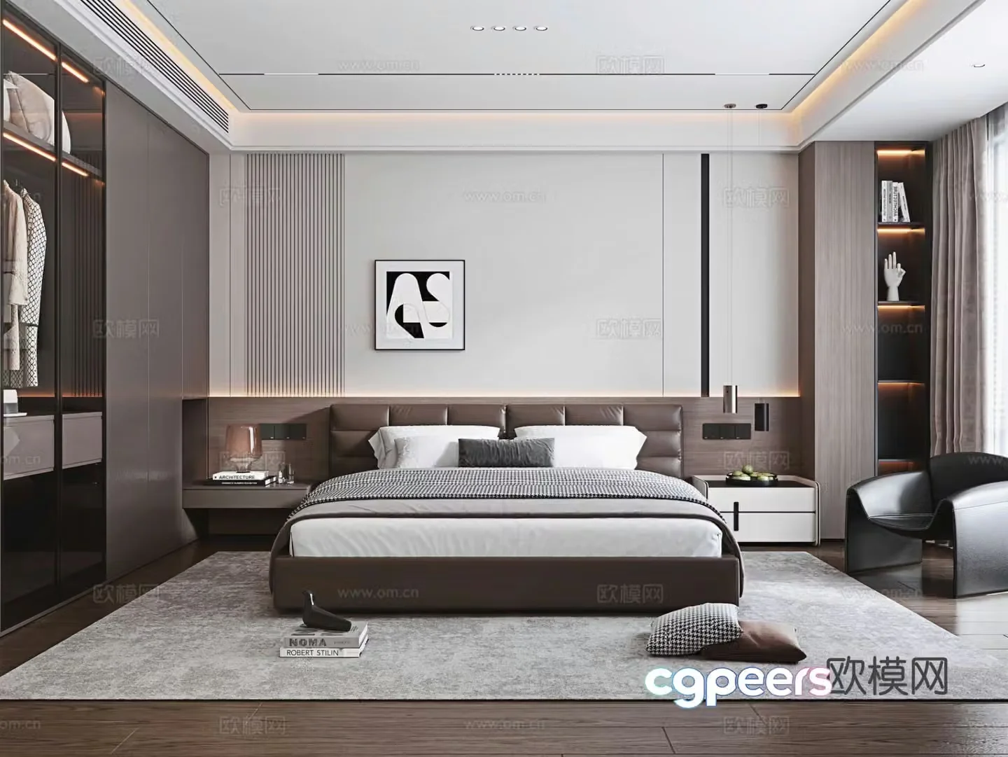 Italian light luxury bedroom master bedroom 3D model