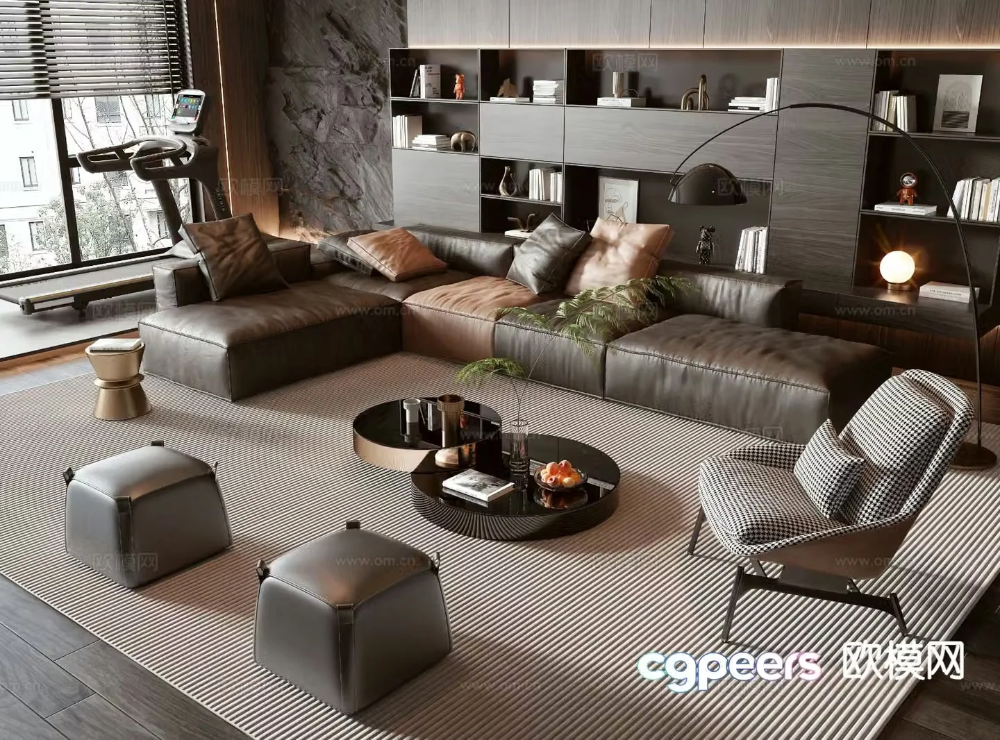 Italian corner sofa modular sofa 3d model