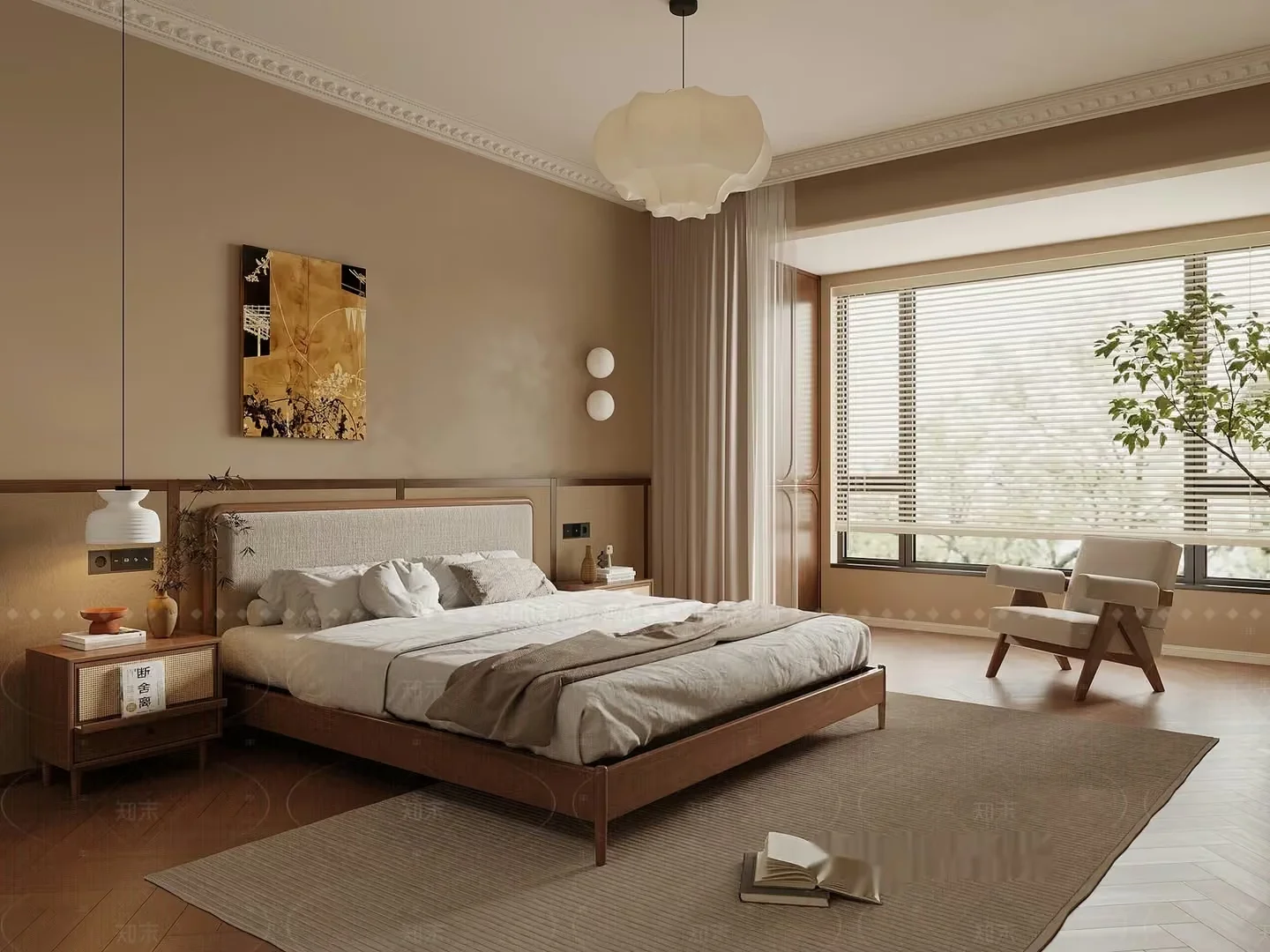 Wooden Bed Frame 3D Model – 5496 – VRAY Render